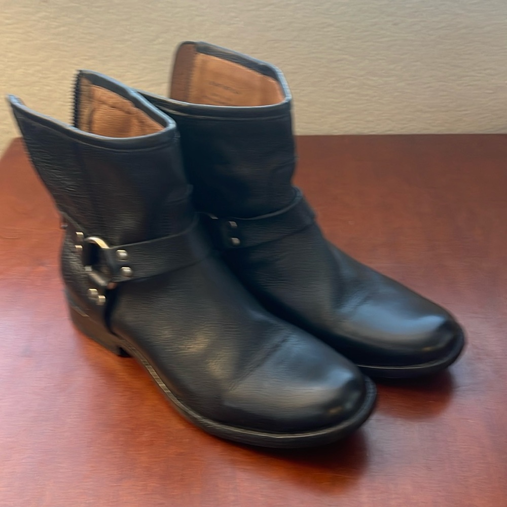 Frye Portia Harness Black Leather Boots US 9.5-10